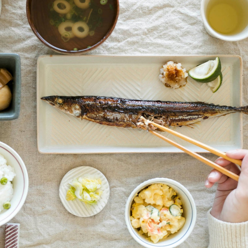 【長崎】波佐見焼　アイユー　ORIME　長角皿　ホワイト