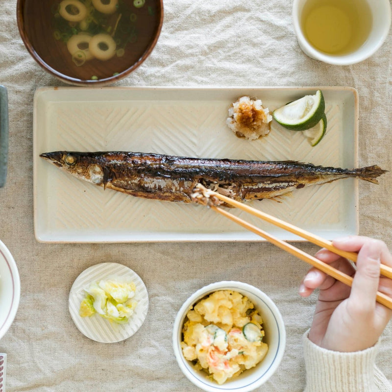 【長崎】波佐見焼　アイユー　ORIME　長角皿　ブラウン