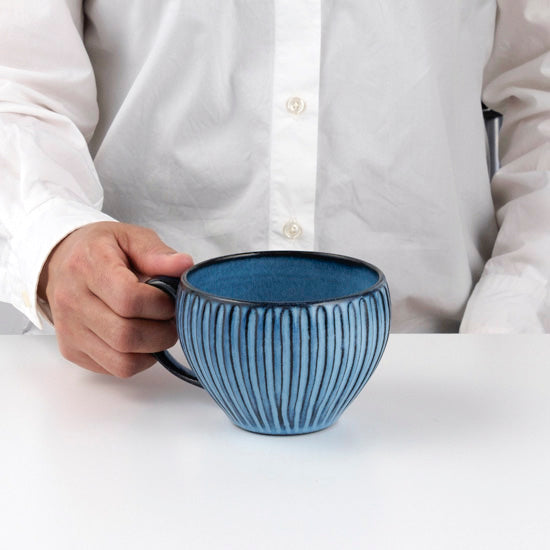 【長崎】波佐見焼　利左エ門　蒼鎬　スープマグカップ