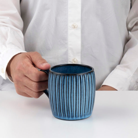 【長崎】波佐見焼　利左エ門　蒼鎬　マグカップ（タイコ）