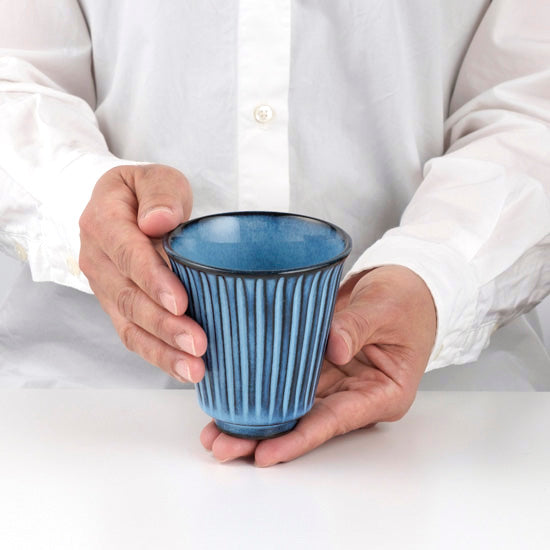 【長崎】波佐見焼　利左エ門　蒼鎬　コップ（大）