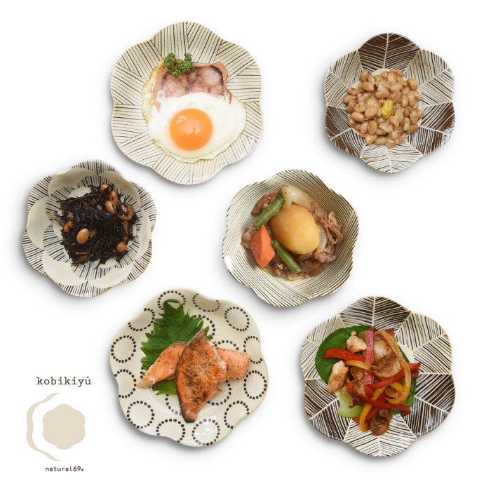 【長崎】波佐見焼　Natural69　粉引釉　六方押取皿