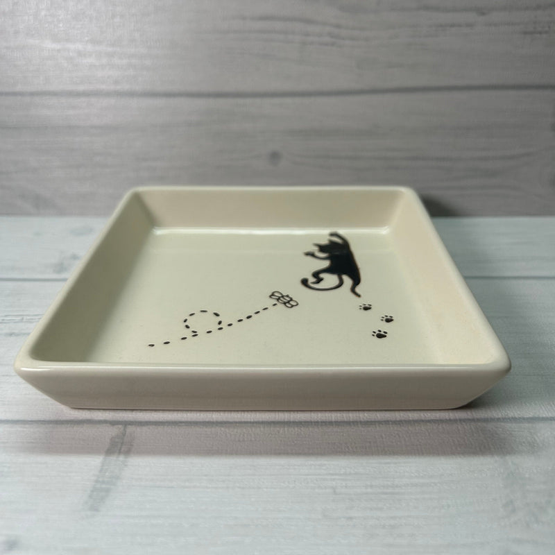 【長崎】波佐見焼　菊祥陶器　ぶら下がりネコ　正角皿