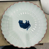 【長崎】波佐見焼　西海陶器　呉須猫　菊割5.5寸皿