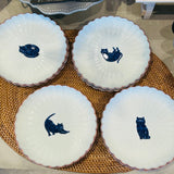 【長崎】波佐見焼　西海陶器　呉須猫　菊割5.5寸皿