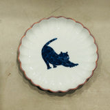 【長崎】波佐見焼　西海陶器　呉須猫　菊割3.5寸皿