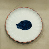 【長崎】波佐見焼　西海陶器　呉須猫　菊割3.5寸皿