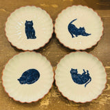 【長崎】波佐見焼　西海陶器　呉須猫　菊割3.5寸皿