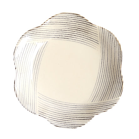 【長崎】波佐見焼　Natural69　粉引釉　六方押取皿