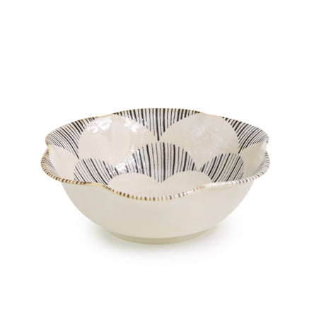 【長崎】波佐見焼　Natural69　粉引釉　六方押小鉢