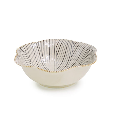 【長崎】波佐見焼　Natural69　粉引釉　六方押小鉢